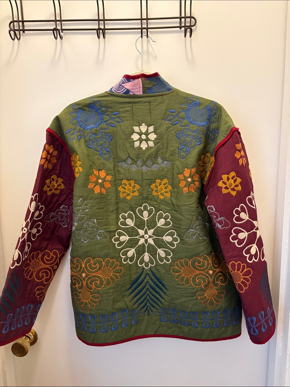 Zara Women's Quilted Patchwork Oversized Embroidered Kimono Jacket Granny M - Picture 2 of 2